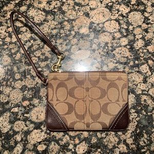 Coach Signature Wristlet (brown) 🤎